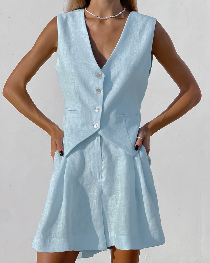 Summer Linen Clothing For Women - 2025 New Suit Vest + Shorts