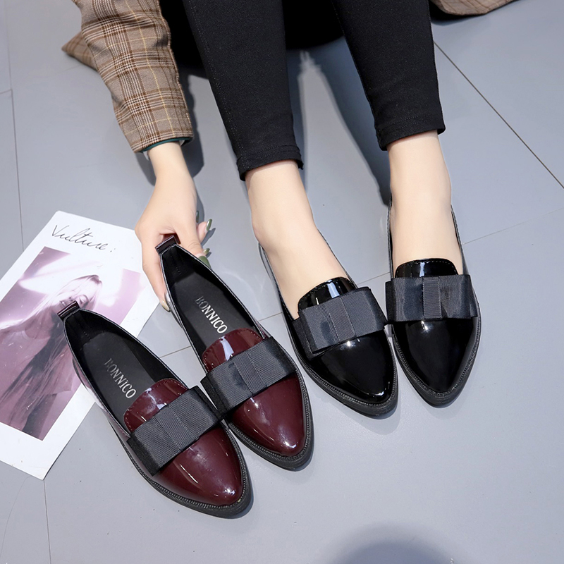 Summer Clothing Sale - Black/ Wine Red Patent Leather Pointed