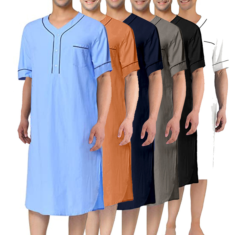 Summer House Clothing - Summer Short Sleeve Men Thin Nightgown