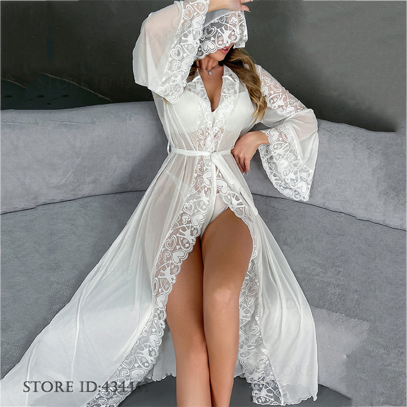 Summer House Clothing - Sexy Perspective Mesh Bride Wedding Robe