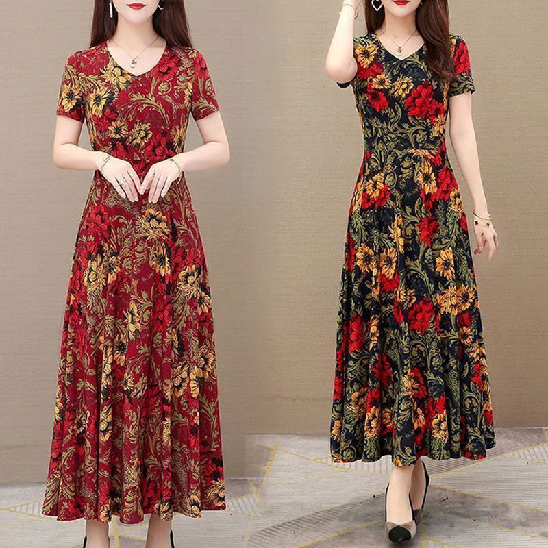Summer Clothing For 60 Year Old Woman - Office Lady Geometric Vintage Floral Printed