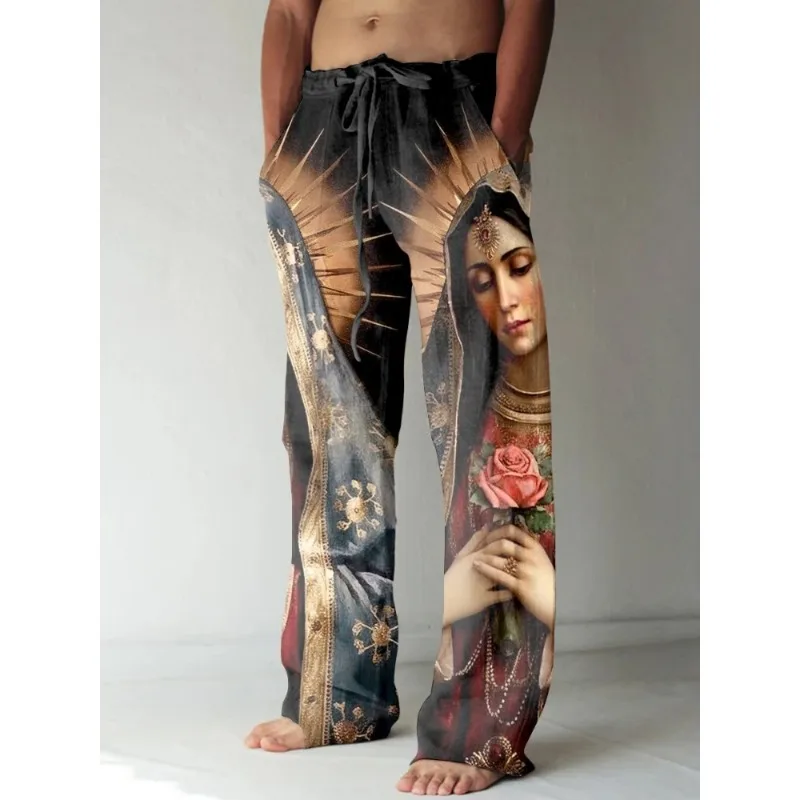 Summer Renaissance Clothing - Mens Vintage Renaissance Virgin Mary Printed