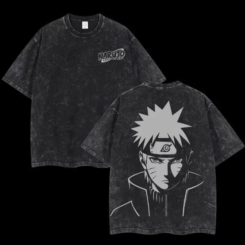 Japanese Summer Clothing Men - 2026 summer Naruto Oversized T-shirt, Uzumaki