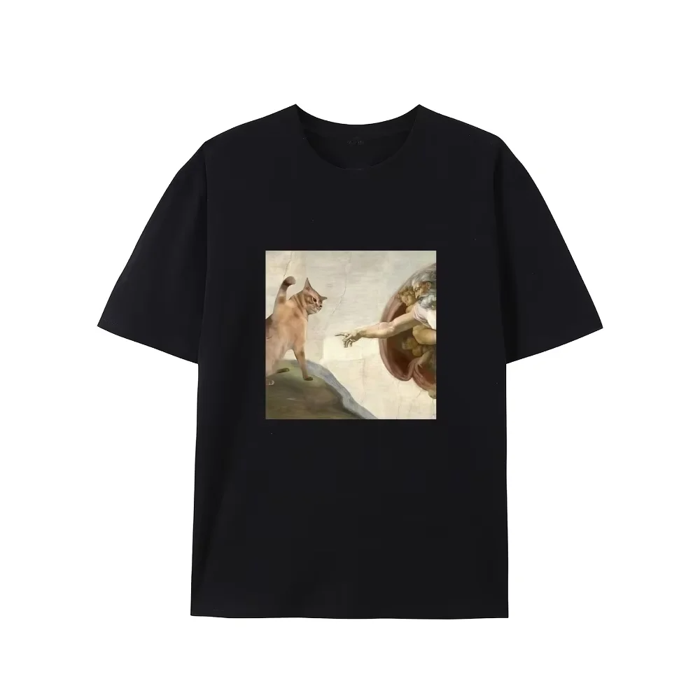 Summer Renaissance Clothing - Creative Renaissance Cat T-Shirt Michelangelo Parody