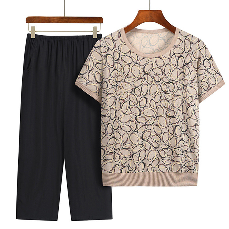 Summer Clothing For 60 Year Old Woman - Casual Summer Grandma Two-Piece Suit Middle-Aged