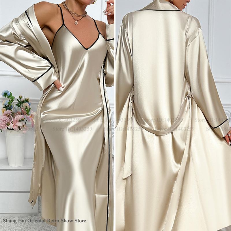 Summer House Clothing - Sexy Long Twinset Robe Set Chemise