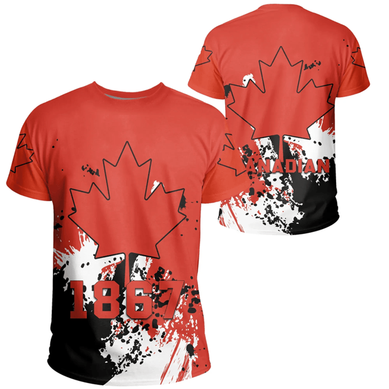 Summer Clothing Women Canada - Canada Day T-shirt Canadian Flag Emblem