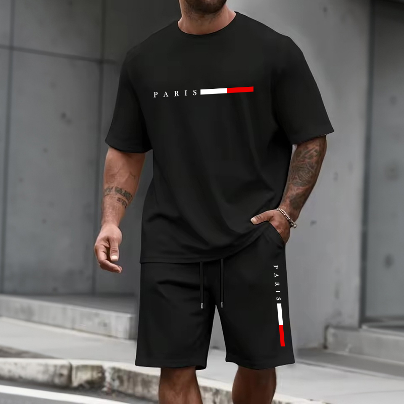Summer Clothing Plus - Men's Tracksuit 2 Piece O-neck Short