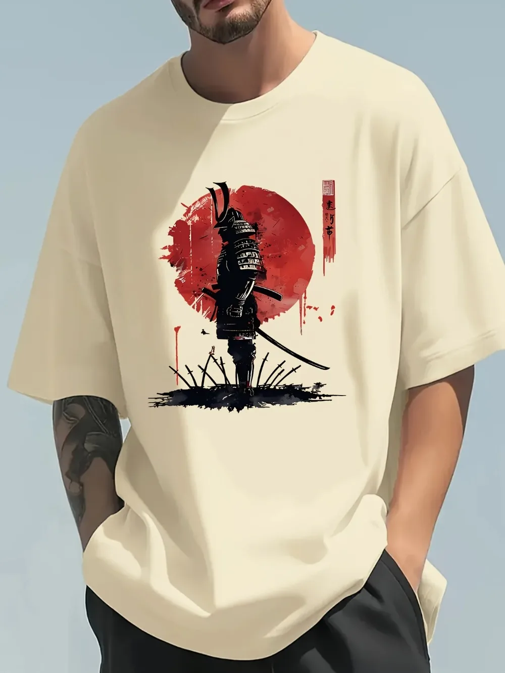 Japanese Summer Clothing Men - Fashiona Casual Loose Japanese Samurai Pattern