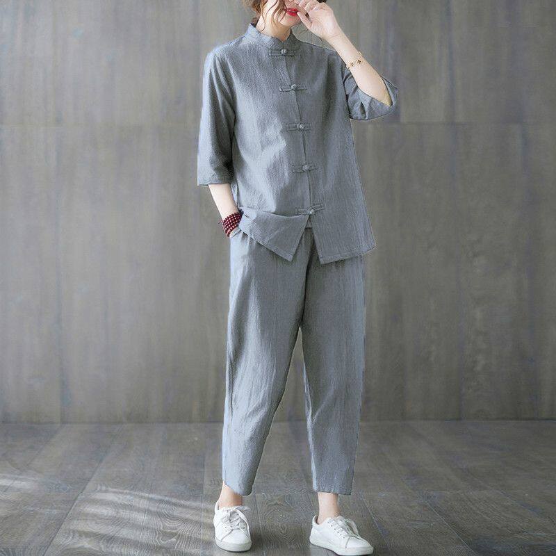 Summer Linen Clothing For Women - 2pcs Buddhist Women's Clothing 2026 Chinese