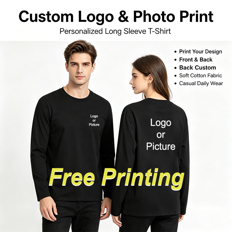 Summer Clothing Essentials - Customized Cotton Long Sleeve T-shirts Men
