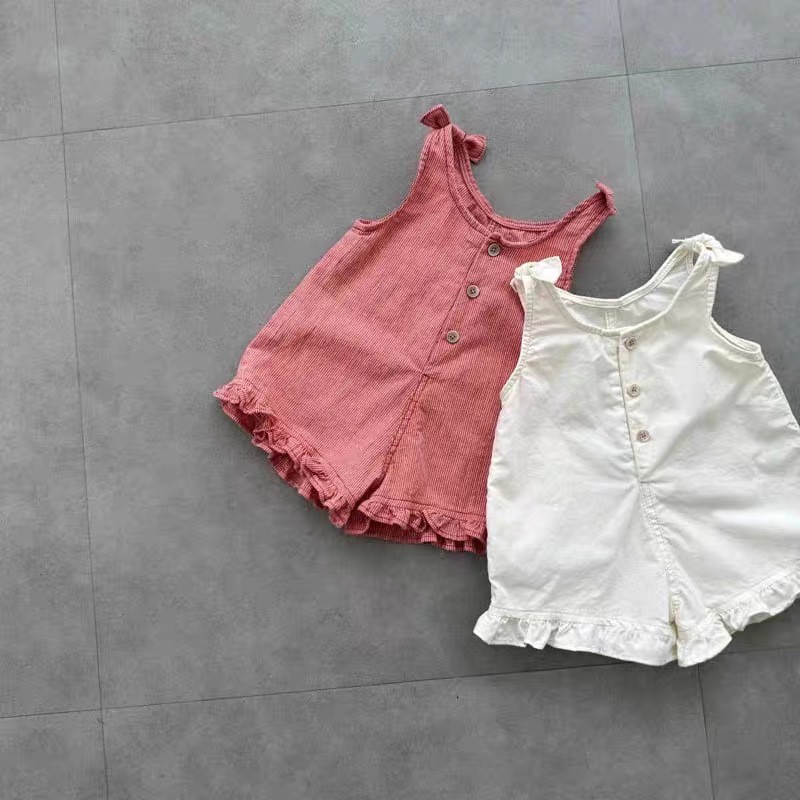 Summer Clothing Toddler - HY2831 Girls Summer Romper with Bib