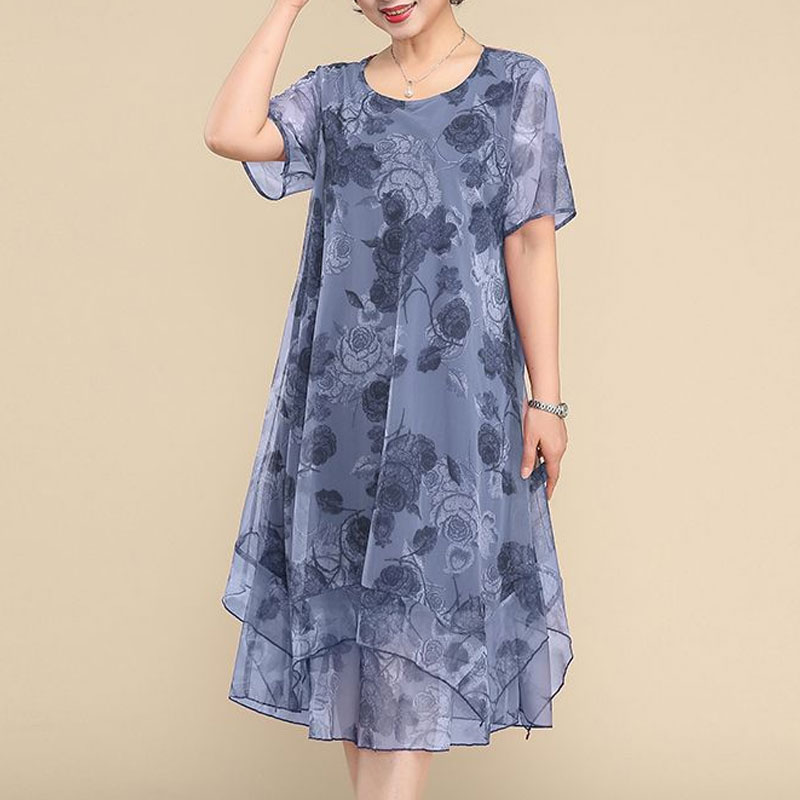 NEW O-Neck Short Sleeve Dresse - Summer Clothing For 60 Year Old Woman recension och pris