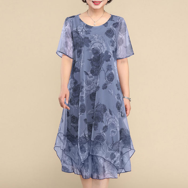 NEW O-Neck Short Sleeve Dresse - Summer Clothing For 60 Year Old Woman recension och pris