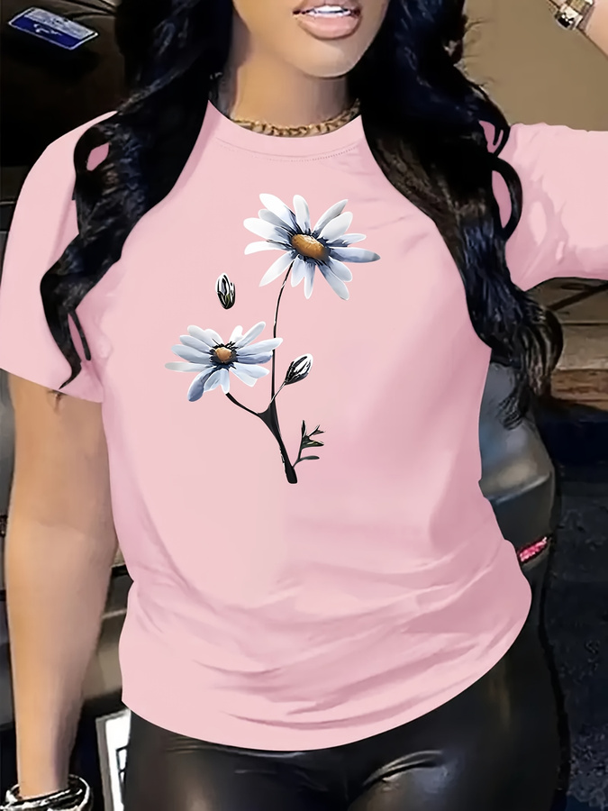 Daisy Flower Print T-shirt Cas - Summer 2025 Clothing Essentials recension och pris