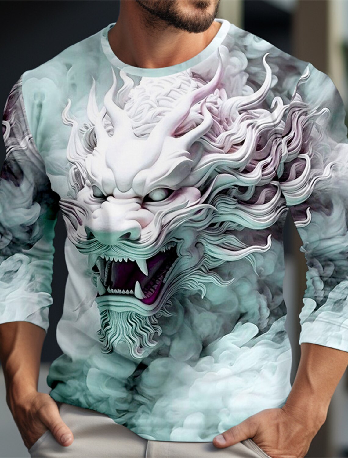 Dragon Pattern Casual Men's 3D - Summer Clothing Resort recension och pris