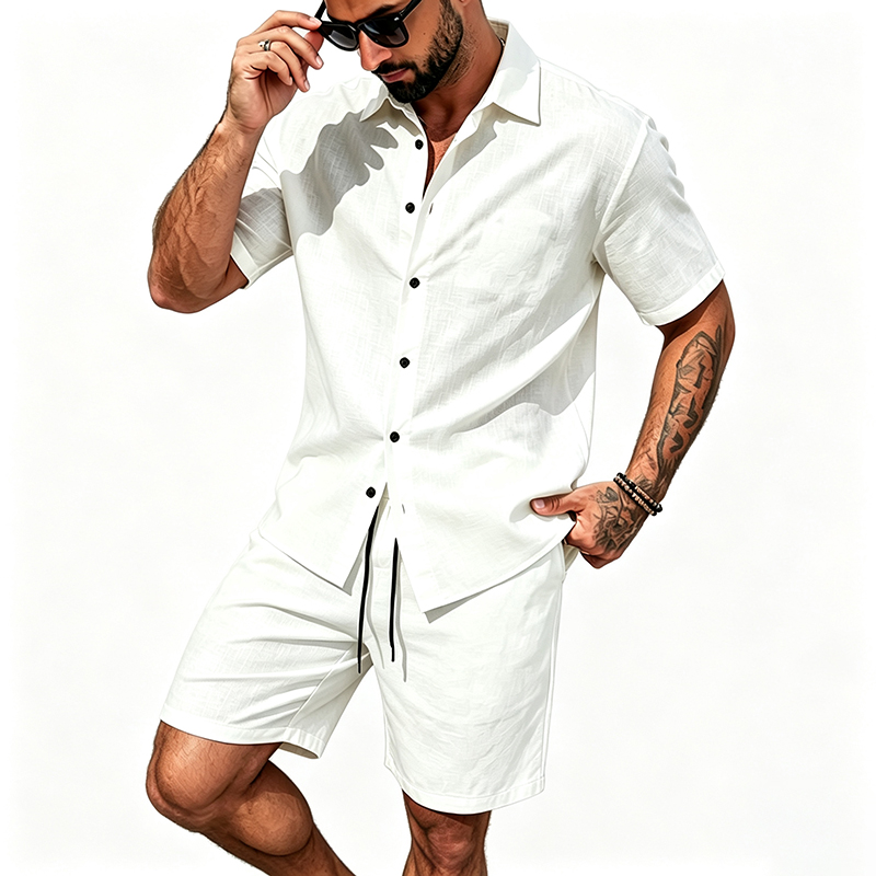 Men Linen Two Piece Outfit Sho - Summer Clothing Essentials recension och pris
