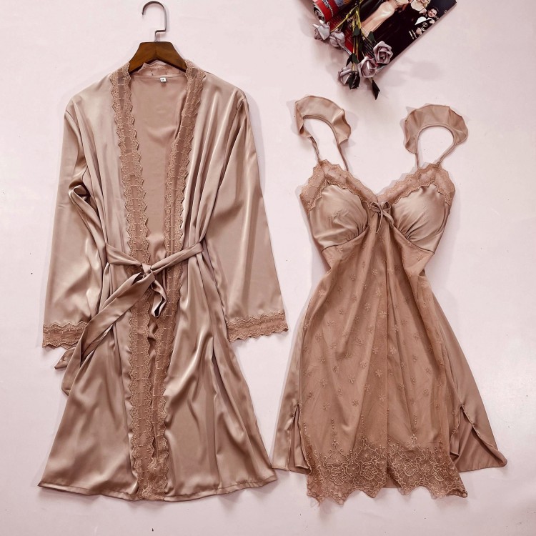 2PCS Nighty&Robe Suit Satin Wo - Summer House Clothing recension och pris