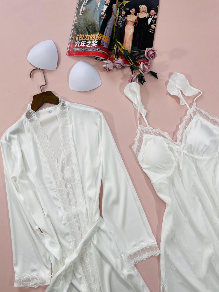 2PCS Nighty&Robe Suit Satin Wo - Summer House Clothing recension och pris