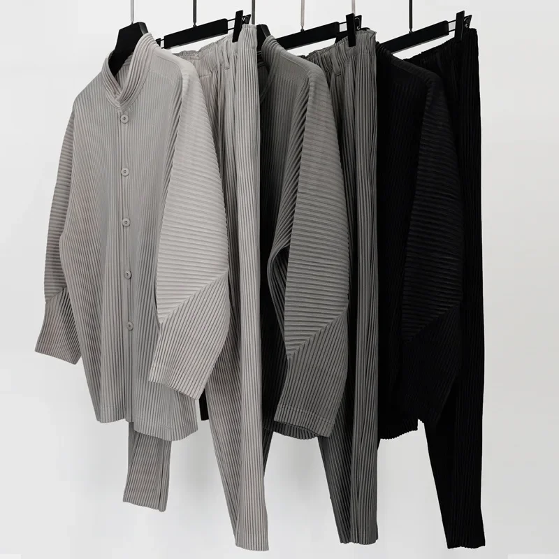 Miyake Pleated Casual Solid Pa - Japanese Summer Clothing Men recension och pris