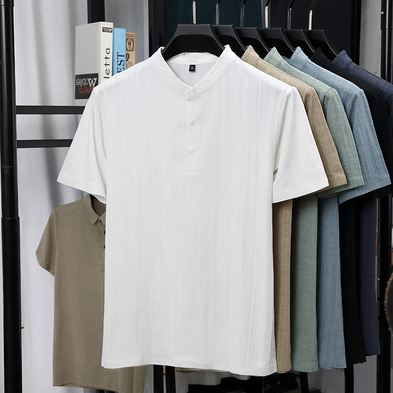 Mens Mandarin Collar Half Plac - Summer Clothing Essentials recension och pris
