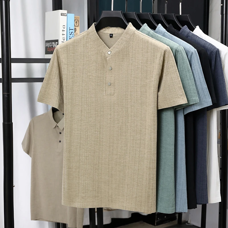 Mens Mandarin Collar Half Plac - Summer Clothing Essentials recension och pris