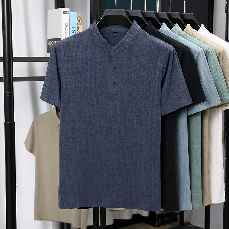 Mens Mandarin Collar Half Plac - Summer Clothing Essentials recension och pris