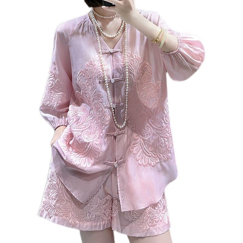 Embroidered National Style Set - Summer Clothing For 60 Year Old Woman recension och pris