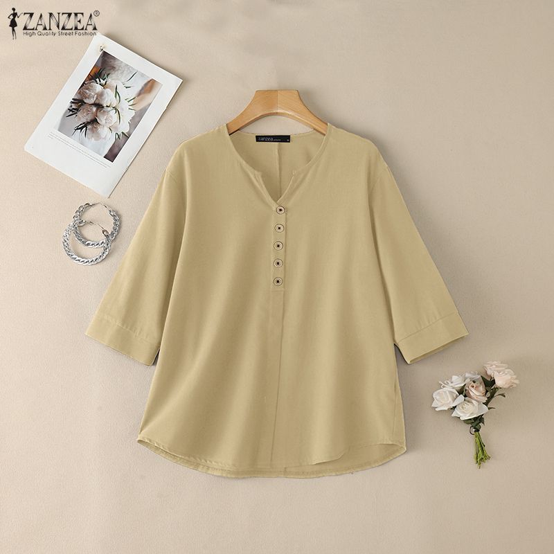 Woman Casual Cotton Linen Blou - Summer Linen Clothing For Women recension och pris