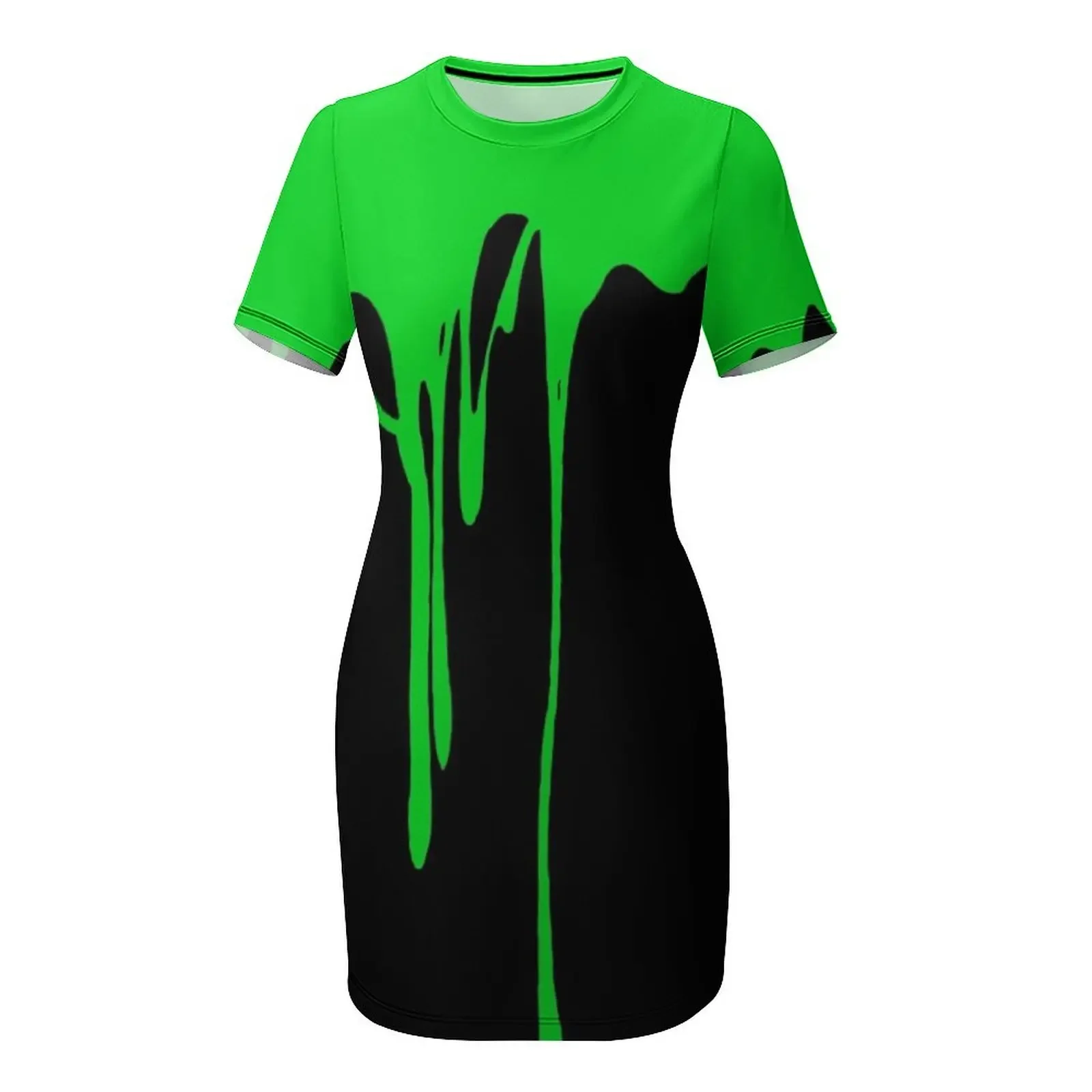 Green Dripping Paint Short-Sle - Summer Clothing Drip recension och pris