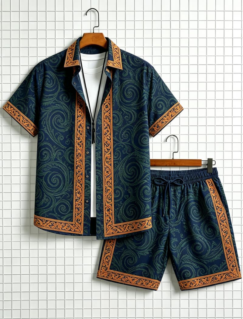 Men's ethnic border printed sh - Summer Clothing Essentials recension och pris