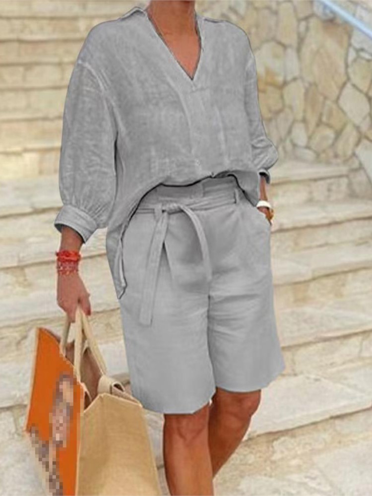 Women Suits Elegant Style Two  - Summer Linen Clothing For Women recension och pris