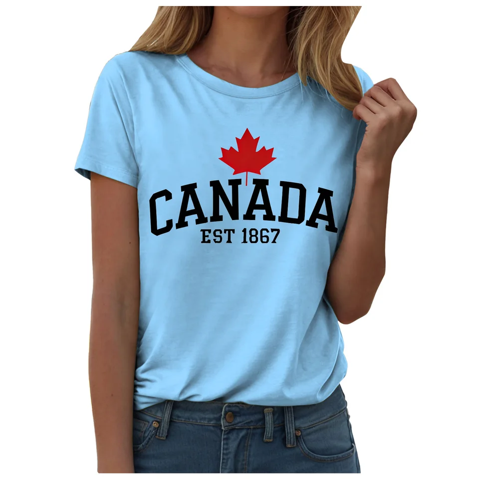 Maple Leaf Flag T-Shirt For Wo - Summer Clothing Women Canada recension och pris
