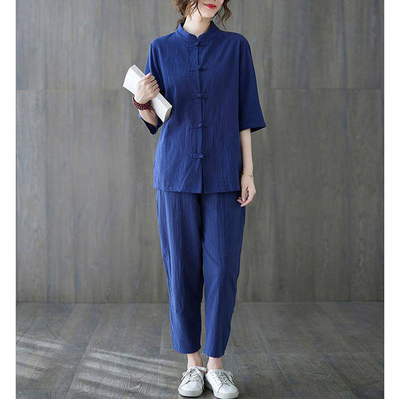 2pcs Buddhist Women's Clothing - Summer Linen Clothing For Women recension och pris