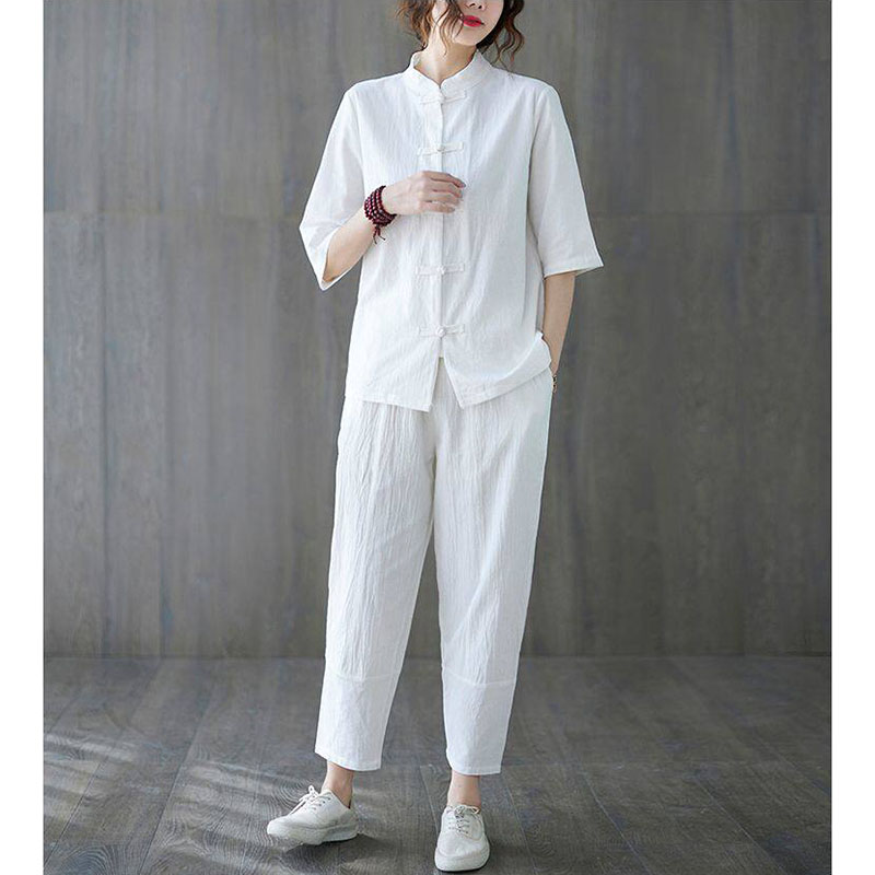 2pcs Buddhist Women's Clothing - Summer Linen Clothing For Women recension och pris