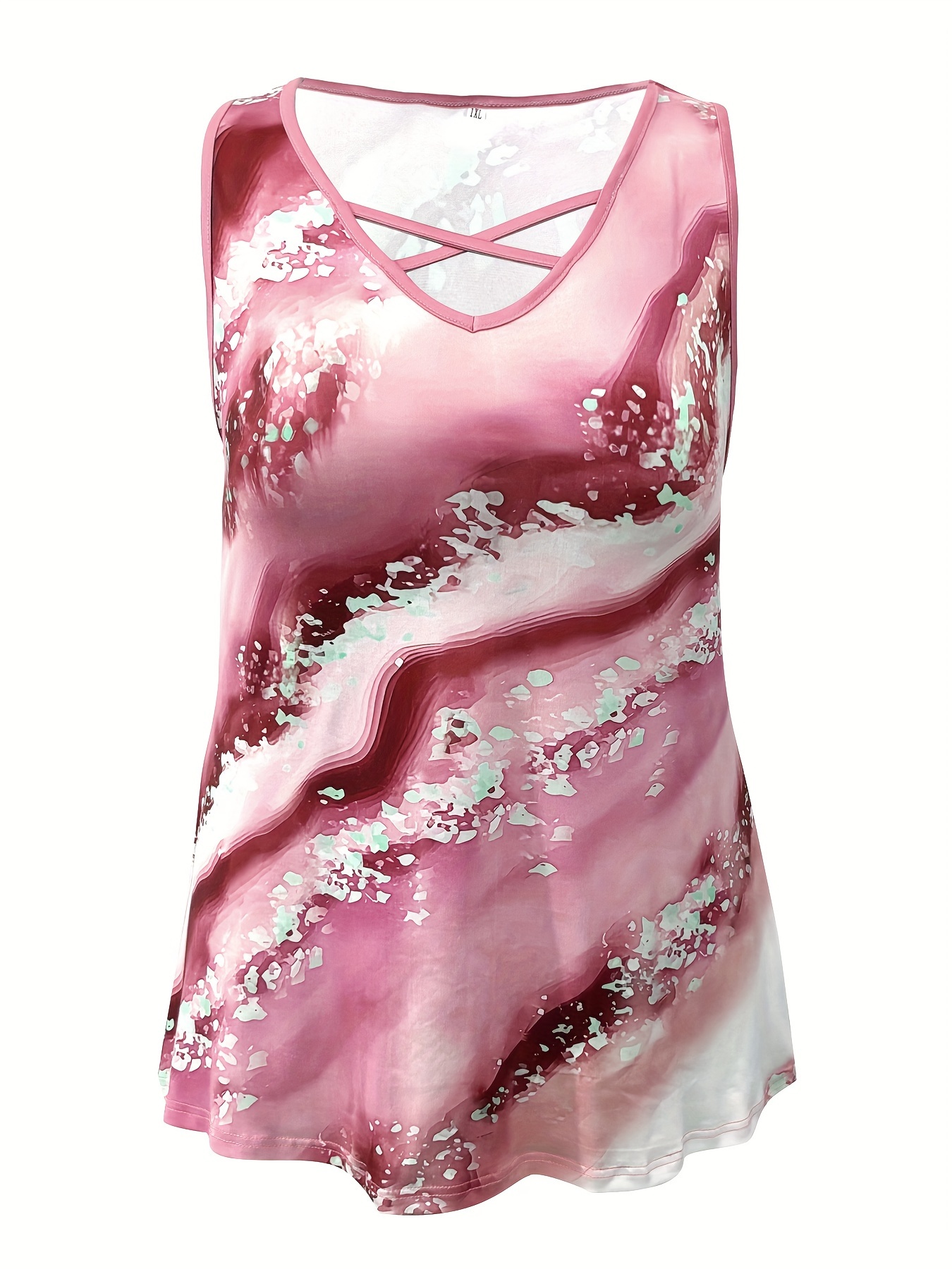 Plus Size Marble Print Tank To - Summer Clothing Plus recension och pris